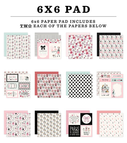 Carta Bella French Girl 6x6 Inch Paper Pad (CBFG490023) Carta Bella French Girl 6x6 Inch Paper Pad (CBFG490023)