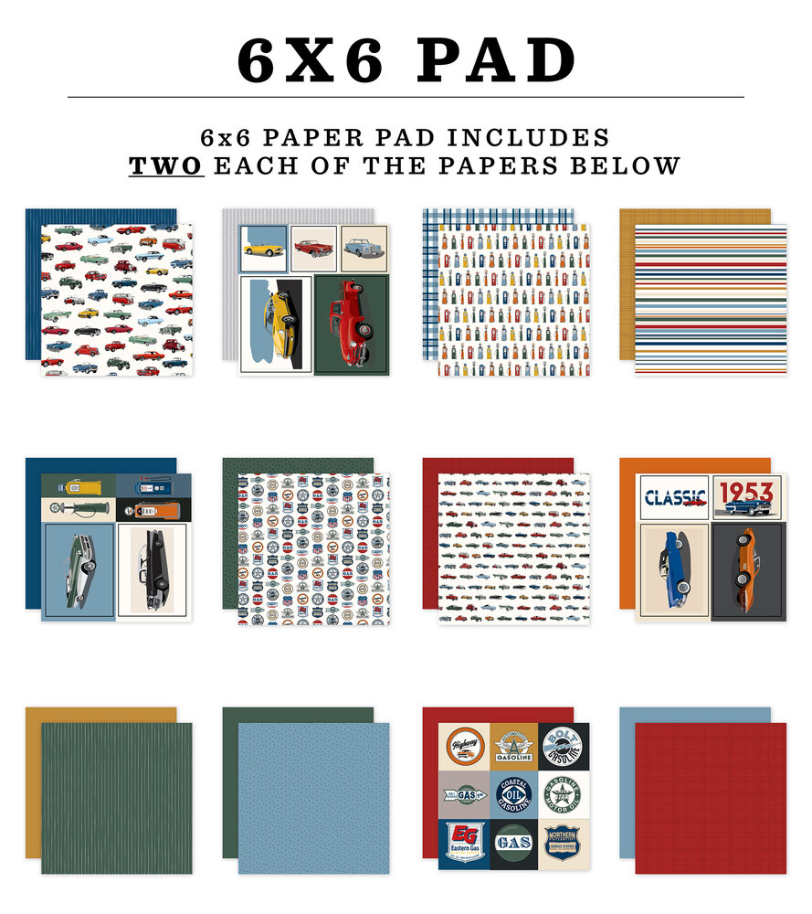 Carta Bella Cars 6x6 Inch Paper Pad (CBCAR491023) Carta Bella Cars 6x6 Inch Paper Pad (CBCAR491023)