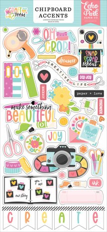 Echo Park Craft Room 6x13 Inch Chipboard Accents (CRM492021) Echo Park Craft Room 6x13 Inch Chipboard Accents (CRM492021)