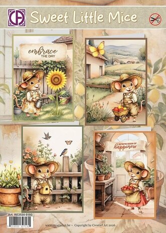 Creatief Art Card Kit Sweet Little Mice (RE2530-0193)