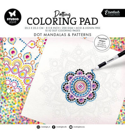 Studio Light Dotting Coloring Pad 8x8 Inch Dot Mandalas & Patterns (SL-ES-CP455)