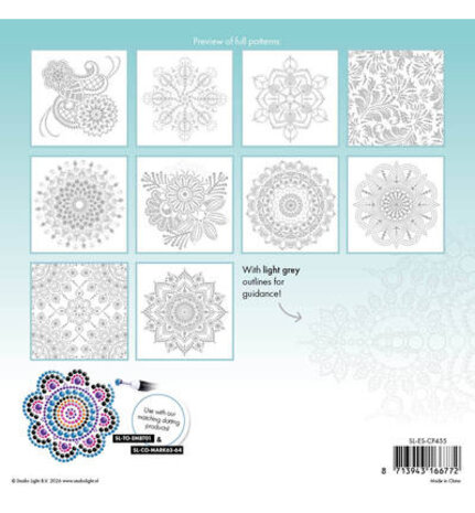 Studio Light PRE-ORDER Dotting Coloring Pad 8x8 Inch Dot Mandalas & Patterns (SL-ES-CP455)