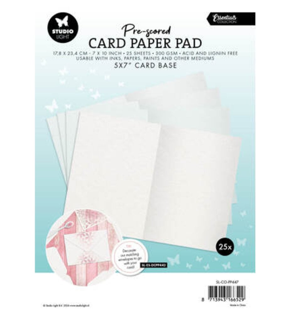 Studio Light PRE-ORDER Essentials Pre-scored 5x7 Inch Card Base Paper Pad (SL-ES-PP447)