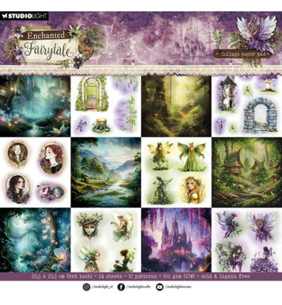 Studio Light Enchanted Fairytale 8x8 Inch Collage Paper Pad (SL-EF-CPP468)