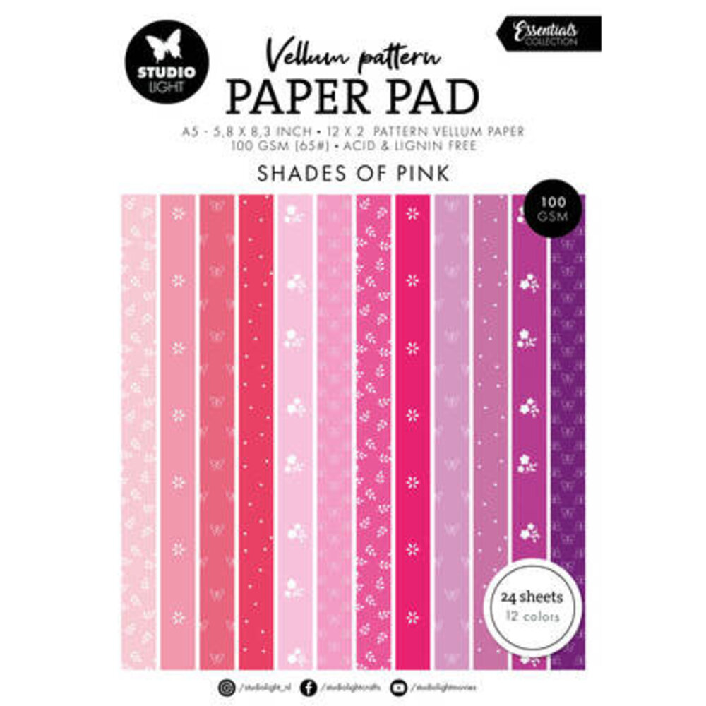 Studio Light Essentials Spring Pink Print A5 Vellum Paper Pad (SL-ES-V ...