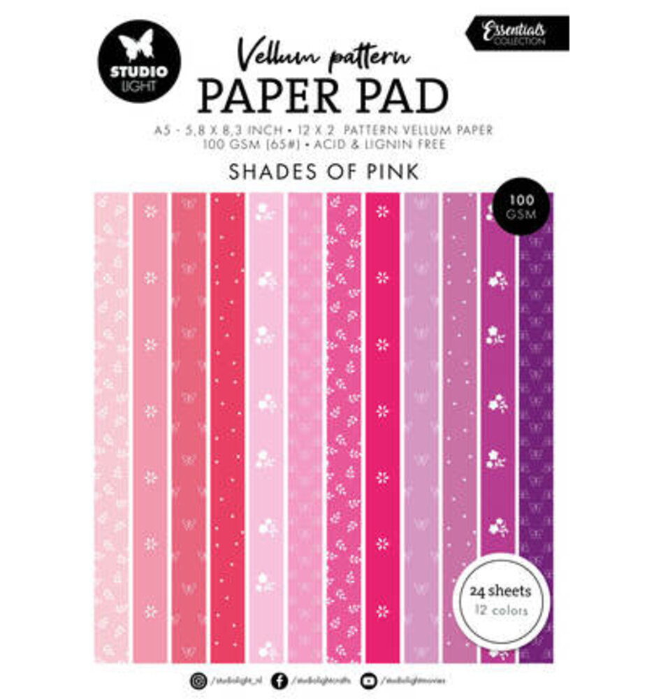 Studio Light Essentials Spring Pink Print A5 Vellum Paper Pad (SL-ES-VPPP448)