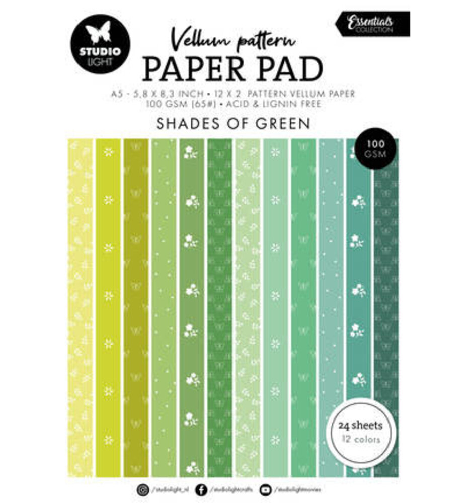 Studio Light PRE-ORDER Essentials Spring Green Print A5 Vellum Paper Pad (SL-ES-VPPP449)