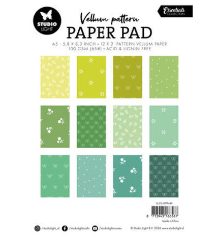 Studio Light Essentials Spring Green Print A5 Vellum Paper Pad (SL-ES-VPPP449)