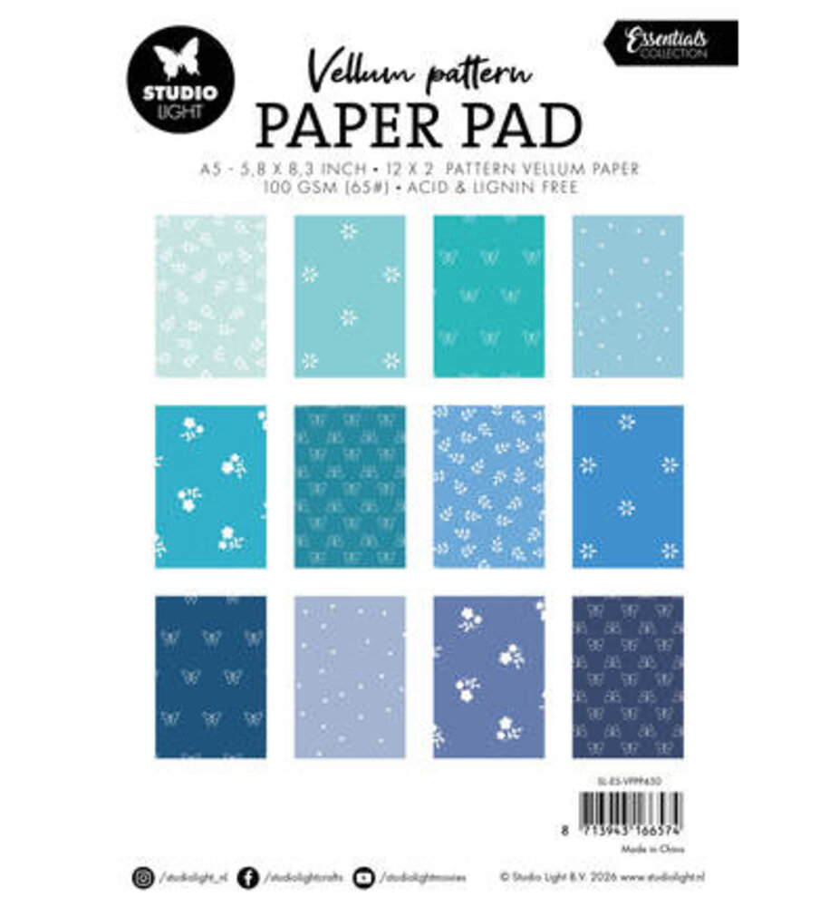 Studio Light PRE-ORDER Essentials Spring Blue Print A5 Vellum Paper Pad (SL-ES-VPPP450)