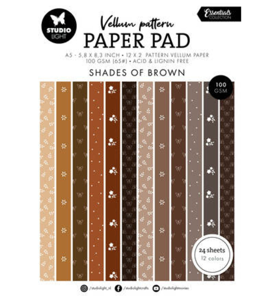 Studio Light PRE-ORDER Essentials Spring Brown Print A5 Vellum Paper Pad (SL-ES-VPPP451)