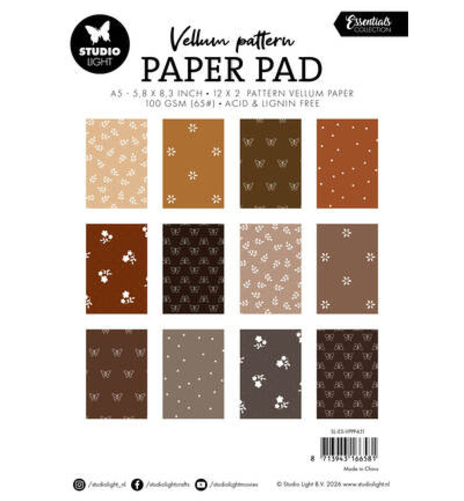 Studio Light Essentials Spring Brown Print A5 Vellum Paper Pad (SL-ES-VPPP451) Studio Light Essentials Spring Brown Print A5 Vellum Paper Pad (SL-ES-VPPP451)