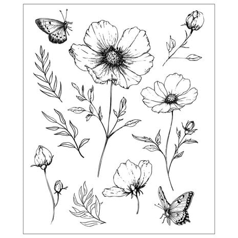 Sizzix Studio Willow Wolfe Clear Stamps Cosmo and Butterflies (666924)