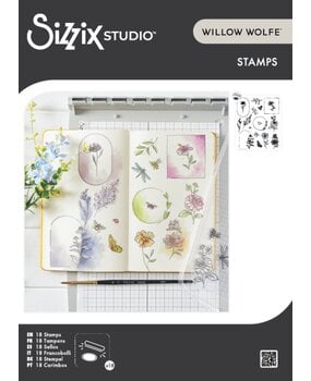 Sizzix Studio Willow Wolfe Clear Stamps Floral Frames and Mini Flowers (666925)
