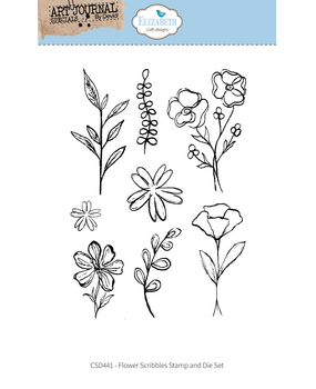Elizabeth Craft Designs Hello You! Stamp & Dies Flower Scribbles (CSD441)