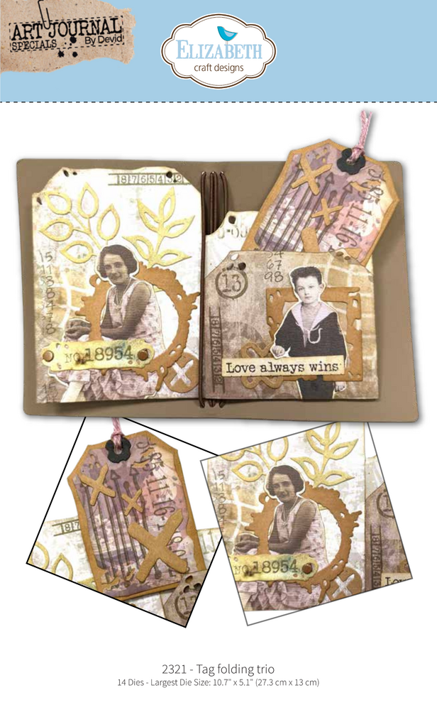 Elizabeth Craft Designs Hello You! Dies Tag Folding Trio (2321)