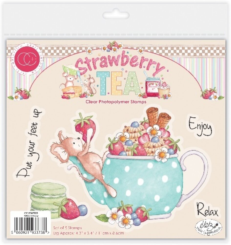 Craft Consortium Strawberry Tea Clear Stamp Relax & Enjoy (CCLSTMP005)