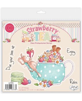 Craft Consortium PRE-ORDER Strawberry Tea Clear Stamp Relax & Enjoy (CCLSTMP005)