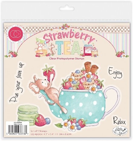 Craft Consortium PRE-ORDER Strawberry Tea Clear Stamp Relax & Enjoy (CCLSTMP005)