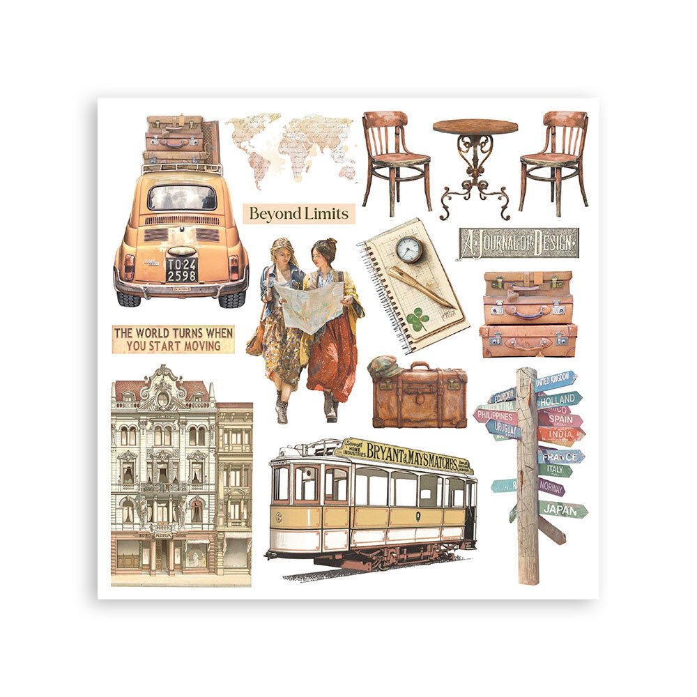 Stamperia Art of Travelling 6x6 Inch Rub-On Assortment (DFLRBX12)