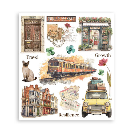 Stamperia Art of Travelling 8x8 Inch Rub-On Assortment (DFLRBXG05)