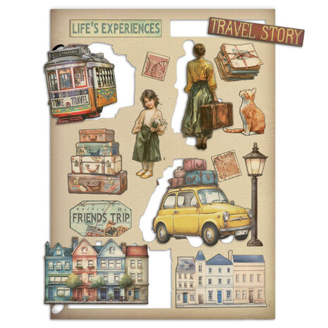 Stamperia Art of Travelling Wooden Shapes A5 (KLSP199)
