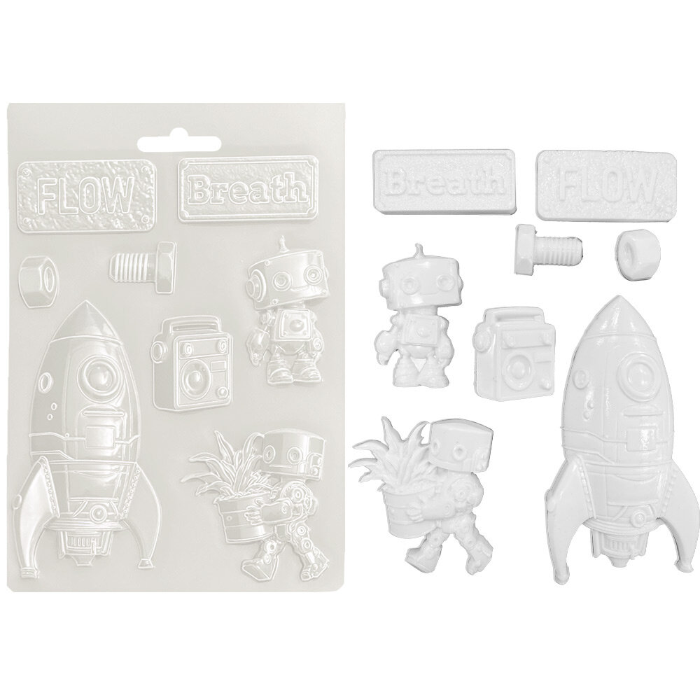 Stamperia A New Beginning A5 Soft Mould Spaceship and Robot (K3PTA5679)