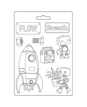 Stamperia A New Beginning A5 Soft Mould Spaceship and Robot (K3PTA5679)