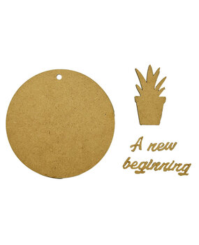 Stamperia A New Beginning MDF Crafty Shapes Blank Round Tag with Plant (KLSM84)