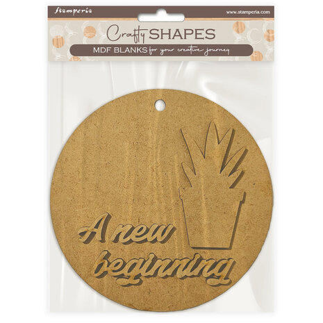 Stamperia A New Beginning MDF Crafty Shapes Blank Round Tag with Plant (KLSM84)