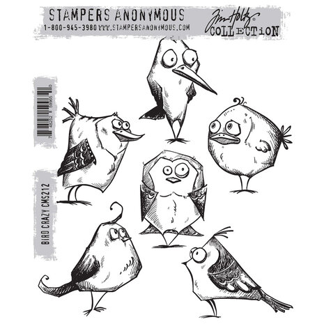 Stampers Anonymous Cling Stamps Bird Crazy (CMS212)