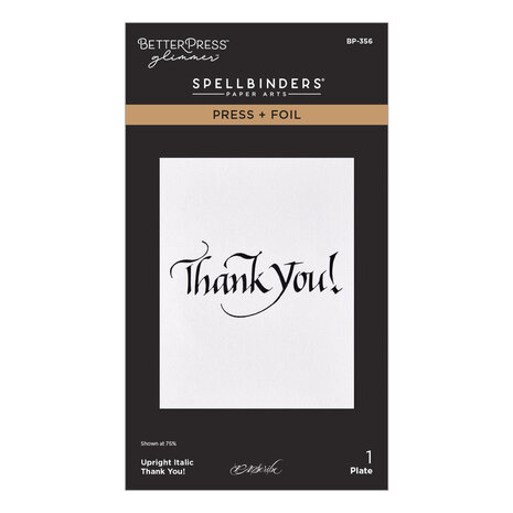 Spellbinders Upright Italic Everyday Sentiments Thank You! Press & Foil Plate (BP-356)
