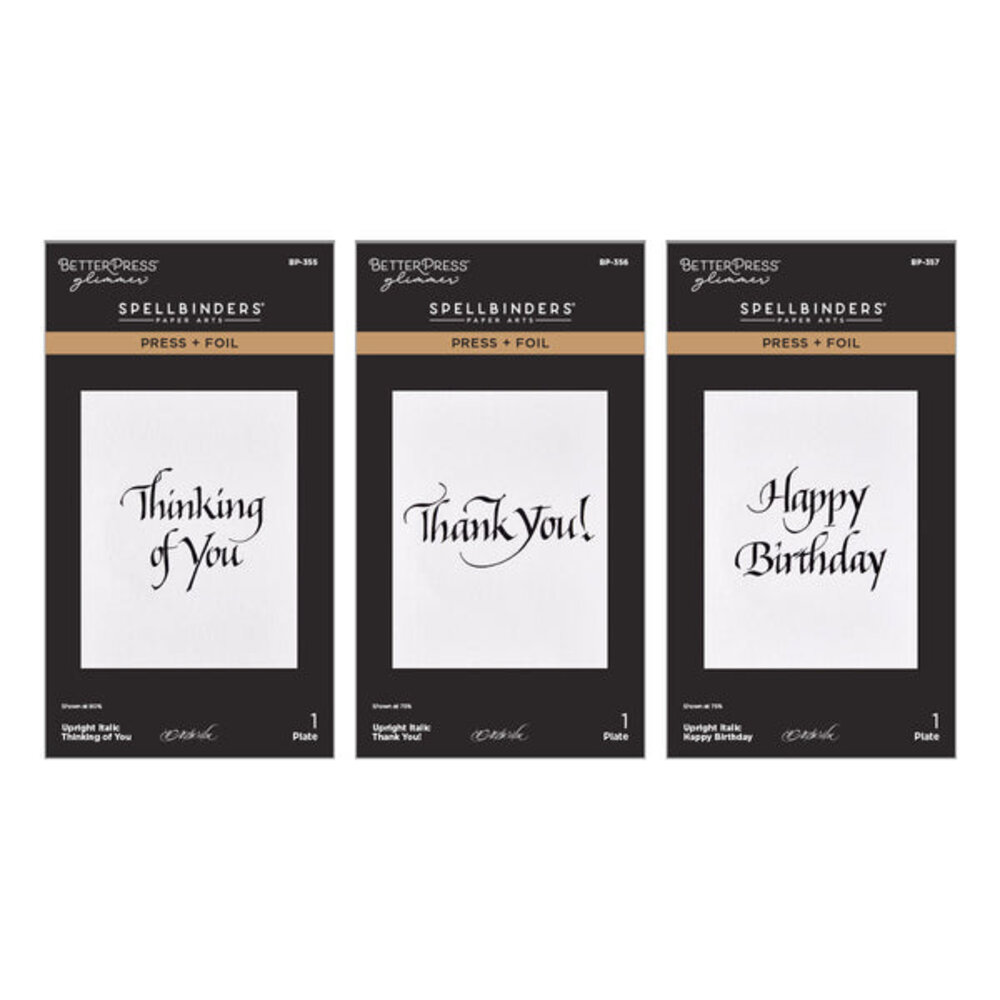 Spellbinders Upright Italic Everyday Sentiments Press and Foil Bundle (BD-1065)
