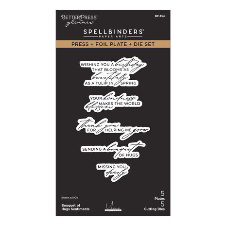 Spellbinders Yana's Tulips Bouquet of Hugs Sentiments Press Plate & Die Set (BP-354)