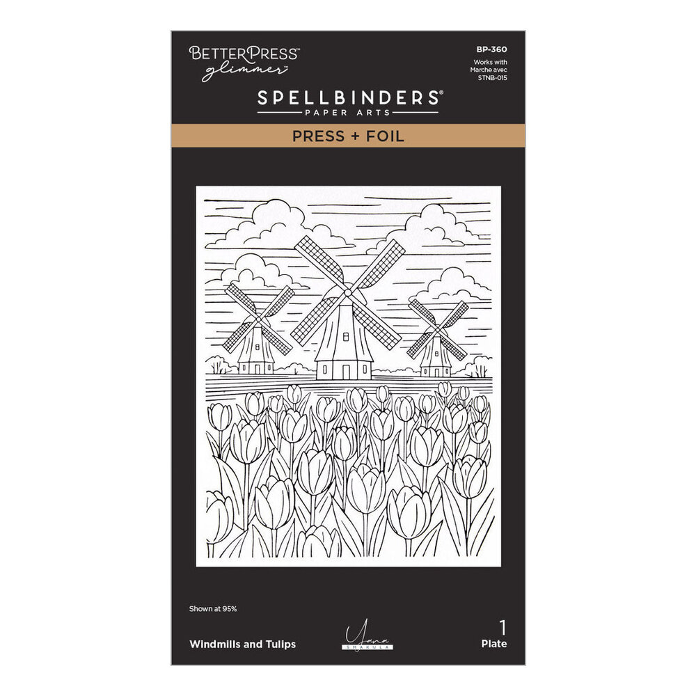 Spellbinders PRE-ORDER Yana's Tulips Windmills and Tulips Press Plate & Die Set (BP-360)