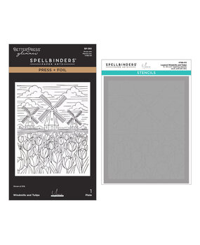 Spellbinders PRE-ORDER Yana's Tulips Windmills and Tulips BetterPress and Stencil Bundle (BD-1071)