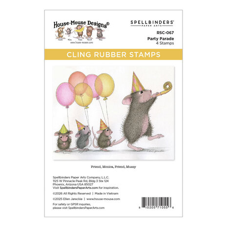 Spellbinders House-Mouse Designs Party Parade Cling Rubber Stamp (RSC-067)
