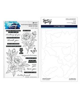 Spellbinders Sketched Peonies Stamp and Die Bundle (BD-1074)