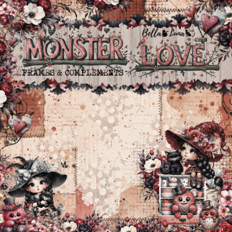 Bella Luna Crafts Monster Love Frames and Complements 12x12 Inch Collection Pack (BLC-0070/M)