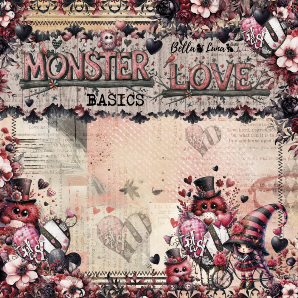 Bella Luna Crafts Monster Love Basics 8x8 Inch Collection Pack (BLC-0070/S)