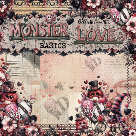 Bella Luna Crafts Monster Love Basics 8x8 Inch Collection Pack (BLC-0070/S)