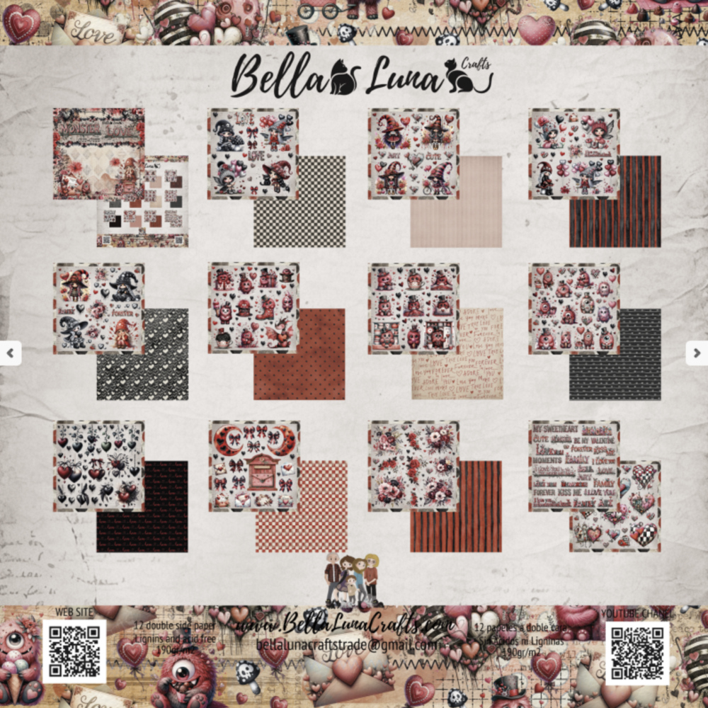 Bella Luna Crafts Monsters Love Cut Outs 8x8 Inch Collection Pack (BLC-0070/R)