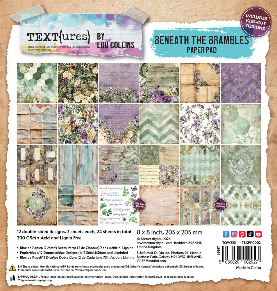 Text{ures} Beneath the Brambles 8x8 Inch Paper Pad (TEXPP0002)
