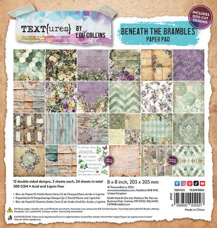 Text{ures} Beneath the Brambles 8x8 Inch Paper Pad (TEXPP0002)