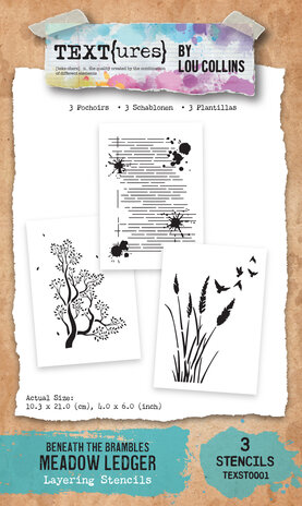 Text{ures} Beneath the Brambles 4x6 Inch Layering Stencil Set Meadow Ledger (TEXST0001)