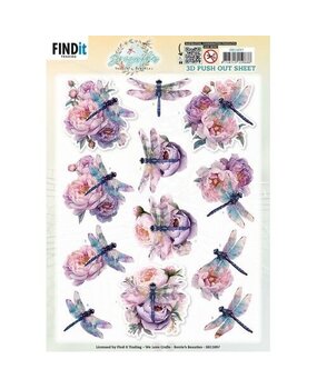Berrie's Beauties Dragonflies 3D Push Out Lilac (SB11097)
