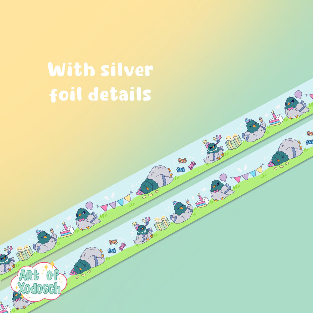 Art of Xodosch Pigeon Silver Foil Washi Tape 15mm