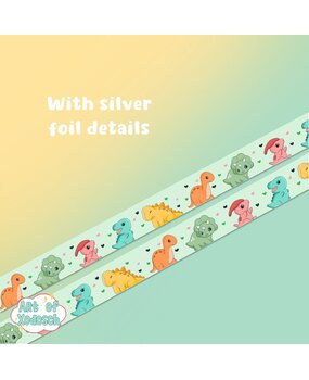 Art of Xodosch Dinosaurs Silver Foil Washi Tape 15mm