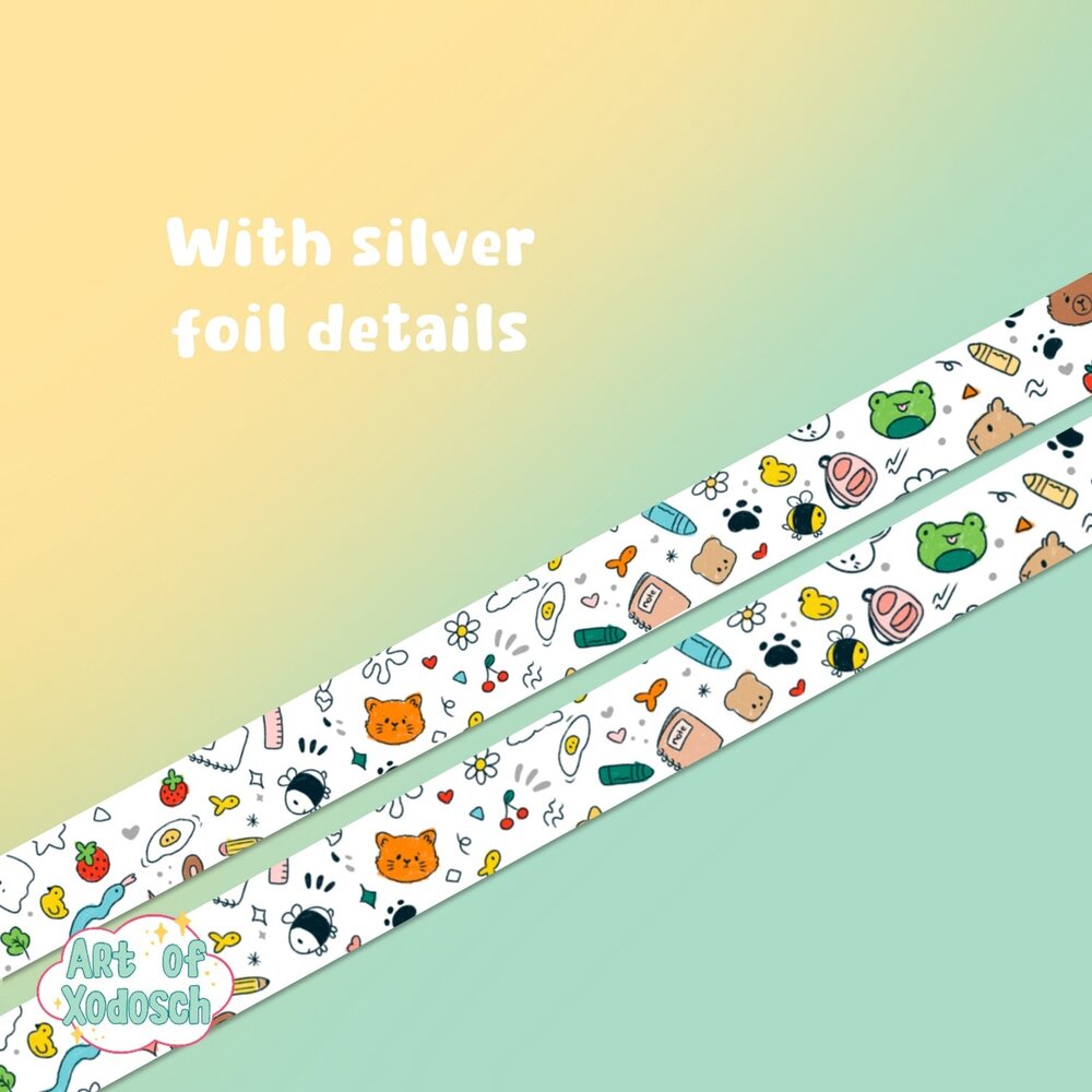 Art of Xodosch Doodle Silver Foil Washi Tape 15mm