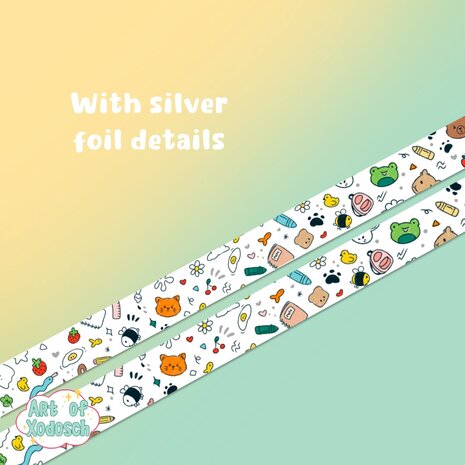 Art of Xodosch Doodle Silver Foil Washi Tape 15mm