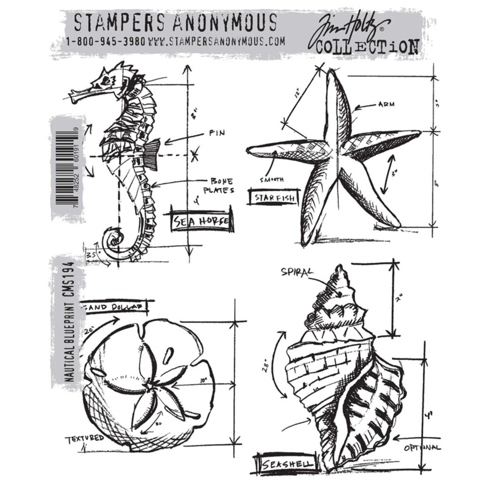 Stampers Anonymous Cling Stamps Nautical Blueprint (CMS194)